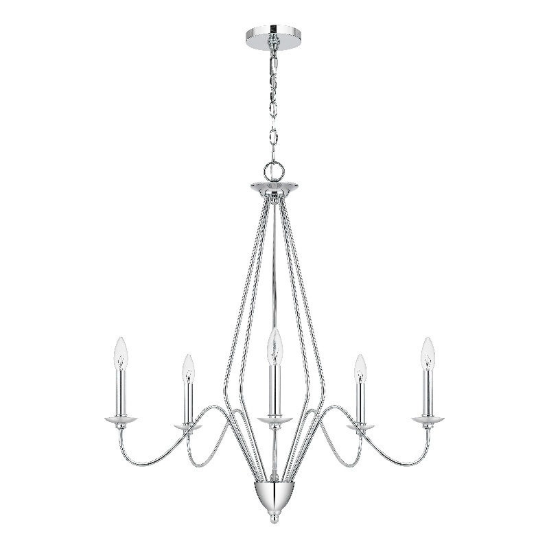Wehy 30 Inch Chandelier w Canopy-Chrome Metal-Candelabra Design