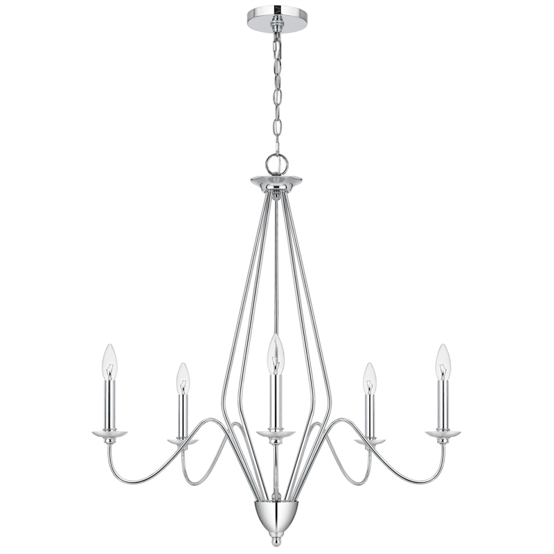 Wehy 30 Inch Chandelier w Canopy-Chrome Metal-Candelabra Design