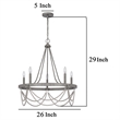 Lony 26 Inch Chandelier with White Beaded Candelabra Design-Metal