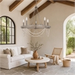 Lony 26 Inch Chandelier with White Beaded Candelabra Design-Metal