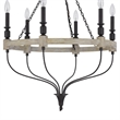 Omy 26 Inch Chandelier-Distressed Wood Wheel Candelabra Design-Black