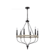 Omy 26 Inch Chandelier-Distressed Wood Wheel Candelabra Design-Black