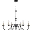 Rino 36 Inch Chandelier-Brass Candelabra Sleeve Accents-Black Metal