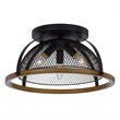 Monty 16 Inch Semi Flush Ceiling Mount Light Fixture-Black Mesh Shade