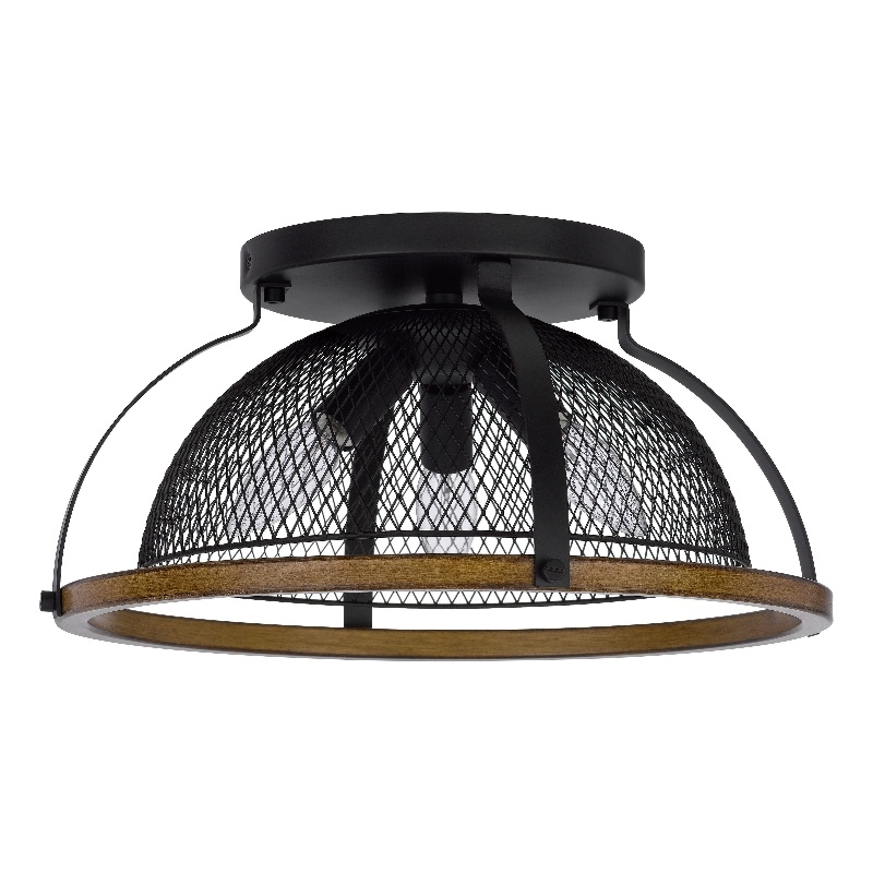 Monty 16 Inch Semi Flush Ceiling Mount Light Fixture-Black Mesh Shade