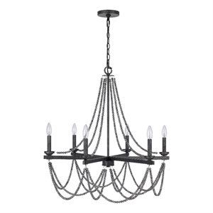 Tura 30 Inch Chandelier-Classic Chrome Beaded Candelabra Design