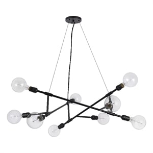 Sena 36 Inch Chandelier-Sputnik Style w Canopy-Charcoal Gray Metal
