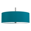 Sia Pendant Light Fixture w Blue Hardback Drum Shade-24 Inch Chrome