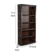 Sofi Bookcase- X Cross Panels and 5 Open Shelves- Dark Brown Veneer
