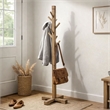 Rena Coat/Hat Tree Stand- 8 Wood Stems- 72 Inch Light Brown Mahogany