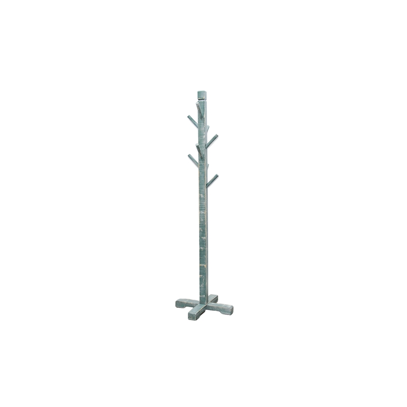Rena Coat- Hat Rack Stand- 8 Wood Stems- 72 Inch Rustic Green Mahogany
