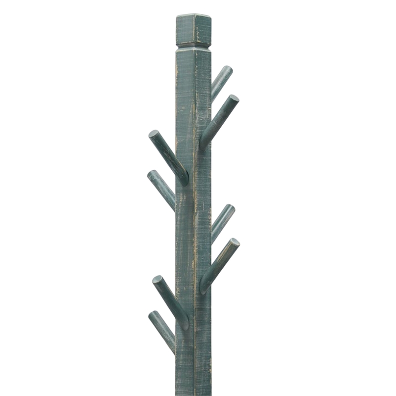 Rena Coat- Hat Rack Stand- 8 Wood Stems- 72 Inch Rustic Green Mahogany