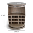 Flint Barrel Wine Rack-15 Slots-Stemware Rack-Brown Mahogany Wood