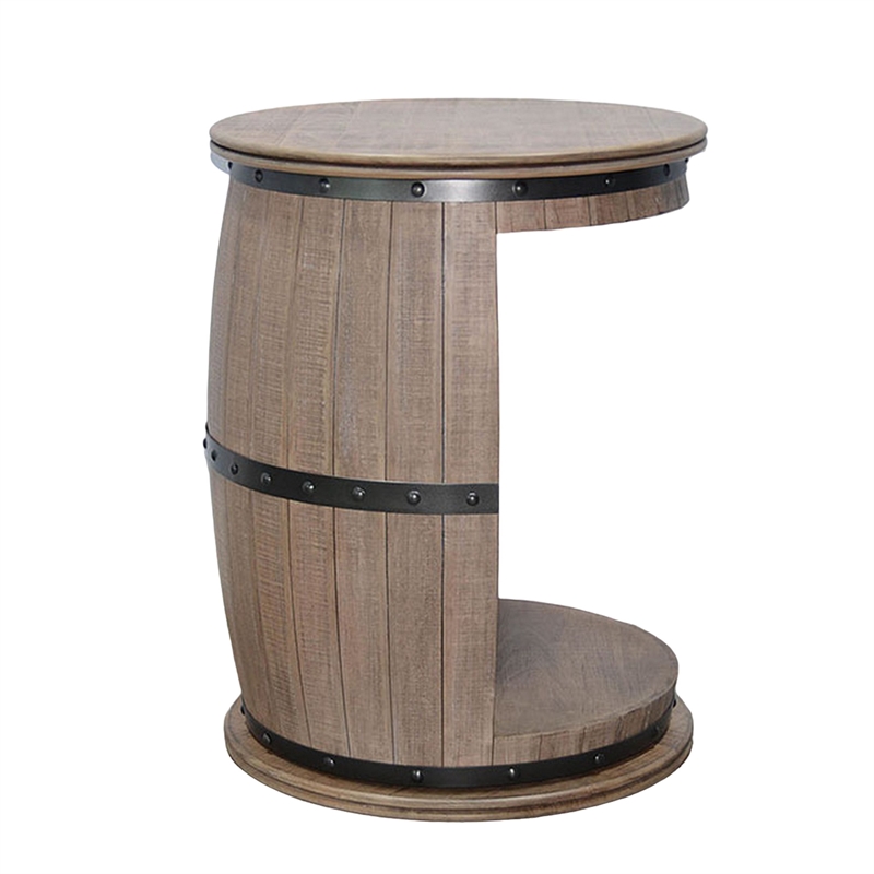 Flint Barrel Wine Rack-15 Slots-Stemware Rack-Brown Mahogany Wood