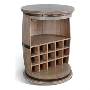 Flint Barrel Wine Rack-15 Slots-Stemware Rack-Brown Mahogany Wood