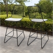 Outdoor Counter Stool Chair Set of 2- Black Iron Frame Construction