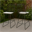 Outdoor Counter Stool Chair Set of 2- Black Iron Frame Construction