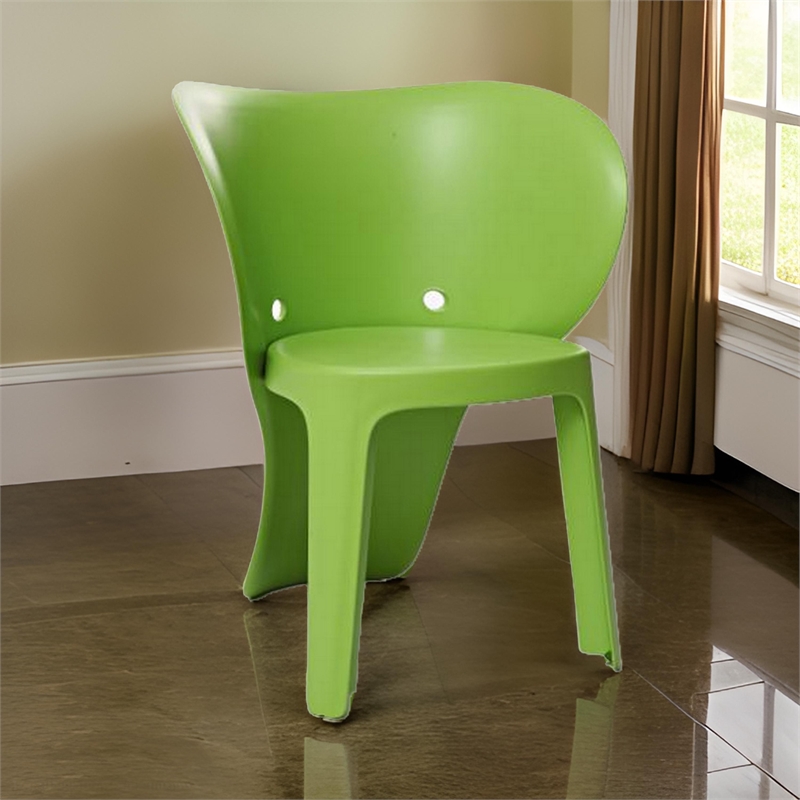 Fyna 16 Inch Kids Chair with Curved Back- Set of 4- Elephant Trunk Design- Green