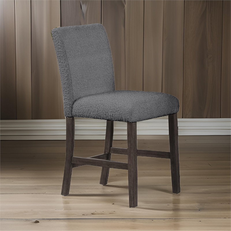 Ghy 25 Inch Dining Side Chair Set of 2- Gray Textured Upholstery- Brown