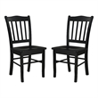 18 Inch Dining Side Chair Set of 2- Slatted Backrests- Jet Black Wood