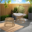 Laine 2 Piece Side Table and Chair Set- Light Brown Outdoor Faux Rattan