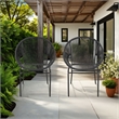 Sanu Outdoor Accent Chair Set of 2- PE Rattan- Black Iron- Round Backrests
