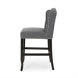 Seliva Counter Stool Chair Set of 2- Charcoal Gray- Tufted Back- Brown Wood