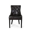 Chen Dining Chair Set of 2- Sloped Arms- Tufted Brown Faux Leather