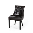 Chen Dining Chair Set of 2- Sloped Arms- Tufted Brown Faux Leather