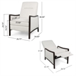 Reina Recliner Chair with Push-Back- Brown Birch Wood- Beige Fabric