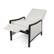 Reina Recliner Chair with Push-Back- Brown Birch Wood- Beige Fabric