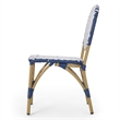 Outdoor French Bistro Chair Set of 2- White Blue Wicker Woven- Brown