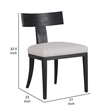 Cid Sten 21 Inch Dining Chair Set of 2- T Shape Back- Beige Linen- Black