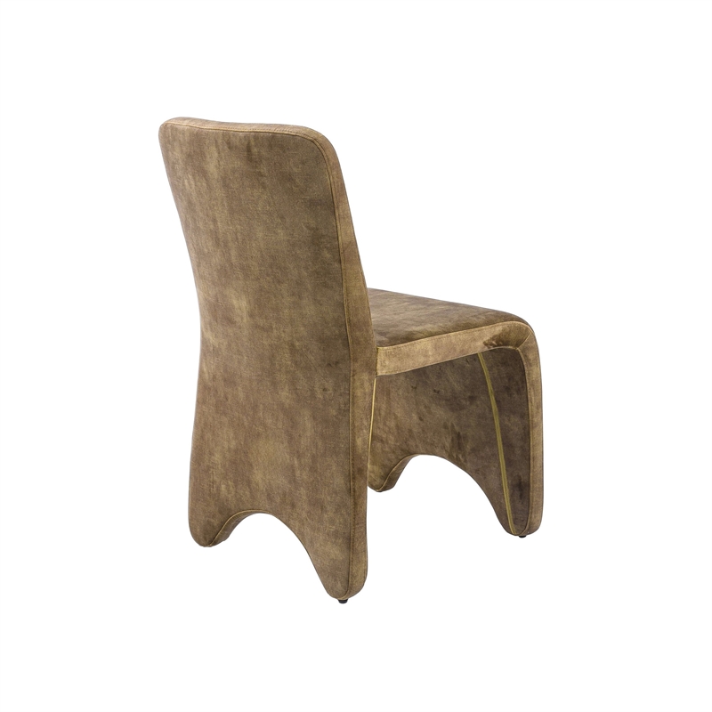 Cid Lou 19 Inch Side Dining Chair Set of 2- Brown Polyester- Panel Frame