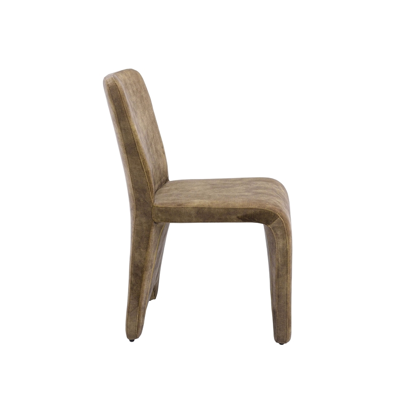 Cid Lou 19 Inch Side Dining Chair Set of 2- Brown Polyester- Panel Frame