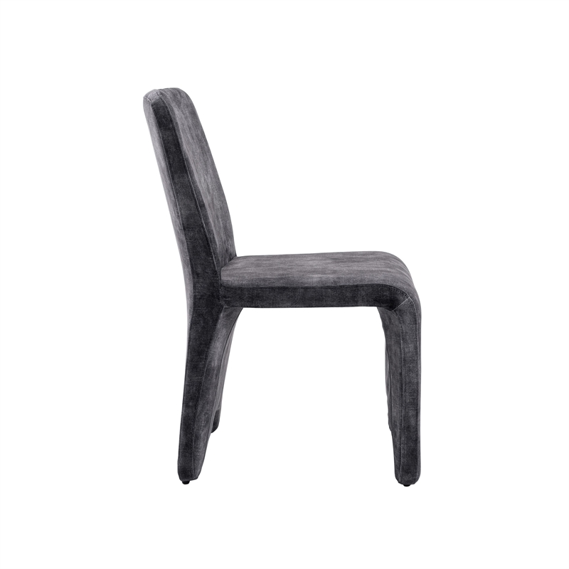 Cid Lou 19 Inch Side Dining Chair Set of 2- Gray Polyester- Panel Frame