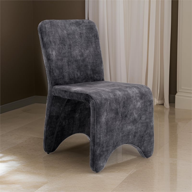 Cid Lou 19 Inch Side Dining Chair Set of 2- Gray Polyester- Panel Frame