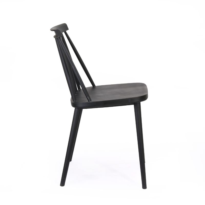 Dining Side Chair Set of 2- Black Polypropylene- Spindle Backrest