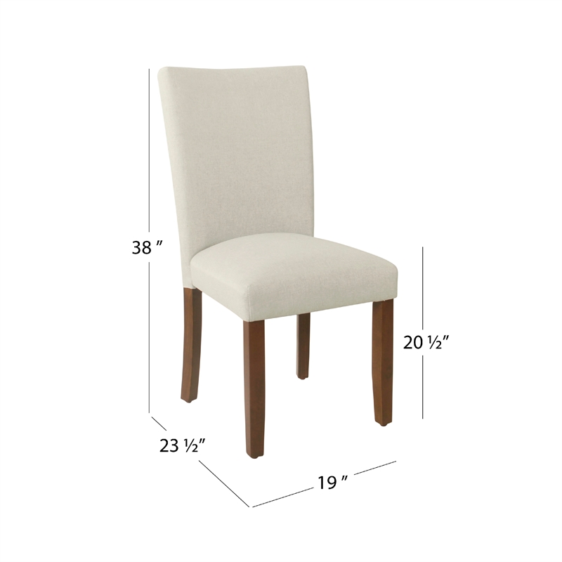Jax Parsons Dining Chair Set of 2- Walnut Legs- Gray Woven Polyester