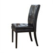 Brenda Dining Side Chair Set of 2- Black Wood- Tufted Faux Leather
