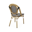 Bo Outdoor Bistro Chair Set of 2- White and Black Faux Rattan- Metal