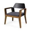 Soyan Outdoor Club Chair Set of 2- Teak Brown Acacia Wood- Blue Fabric