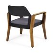 Soyan Outdoor Club Chair Set of 2- Teak Brown Acacia Wood- Blue Fabric