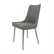 Rusa Dining Chair Set of 2- Gray Faux Leather Upholstery- Silver Legs