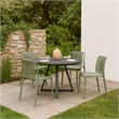 Womu Outdoor Side Chair Set of 4- Moss Green Finish- Slatted Backrest