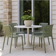 Womu Outdoor Side Chair Set of 4- Moss Green Finish- Slatted Backrest