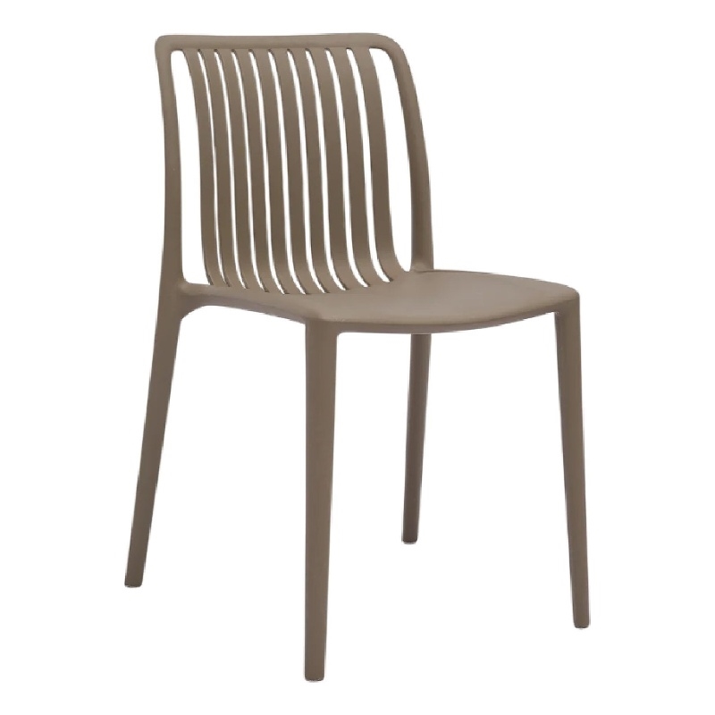 Womu Outdoor Side Chair Set of 4- Brown Finish- Open Slatted Backrest