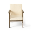 Gerry Outdoor Club Chair Set of 2- Cream Cushions- Slatted Dark Brown