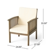 Gerry Outdoor Club Chair Set of 2- Cream Cushions- Slatted Dark Brown
