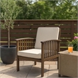 Gerry Outdoor Club Chair Set of 2- Cream Cushions- Slatted Dark Brown